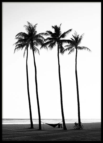 Palm Trees On Beach Poster in the group Prints / Black & white at Desenio AB (10233)