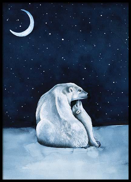 Polar Bear Night Sky Poster in the group Prints / Kids posters at Desenio AB (10275)