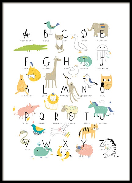 Animal Alphabet Poster - Animal alphabet - Desenio.ie