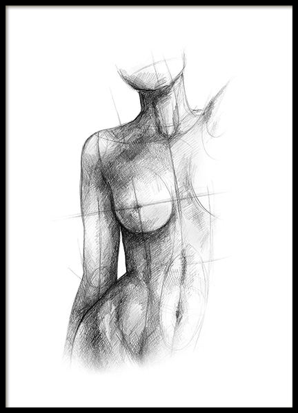 Incomplete Sketch Poster in the group Prints / Black & white at Desenio AB (12134)