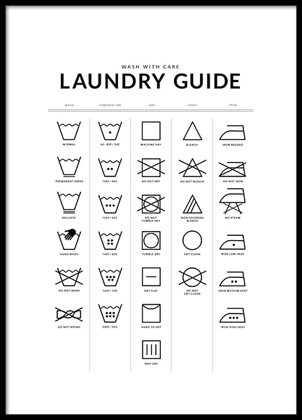 Laundry Guide Poster in the group Prints / Text posters at Desenio AB (12372)