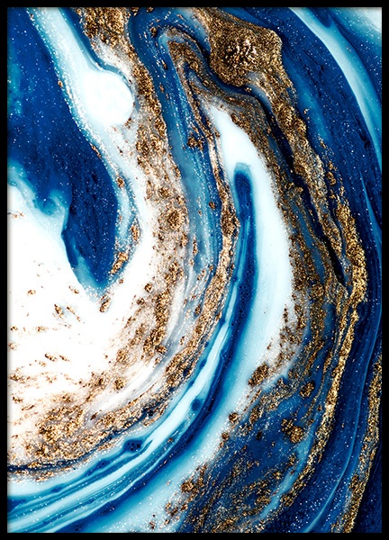 Blue and Gold Swirl No1 Poster in the group Prints / Art prints / Paintings at Desenio AB (14201)