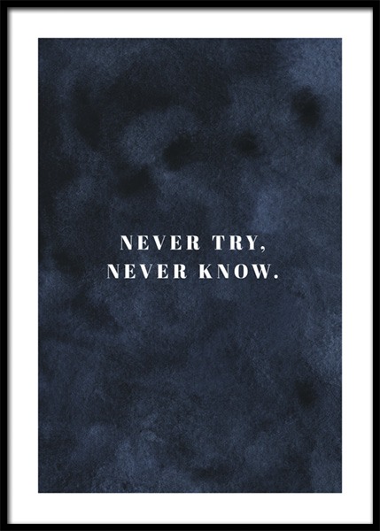 Never Try Never Know Poster in the group Prints / Text posters / Motivational at Desenio AB (14940)