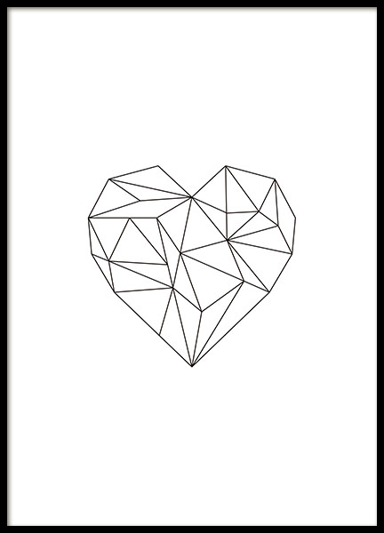 Print with a black geometric heart