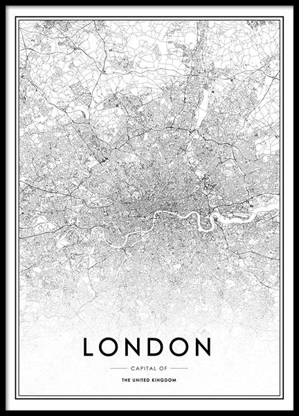 Stylish poster with map of London, prints online for picture wall