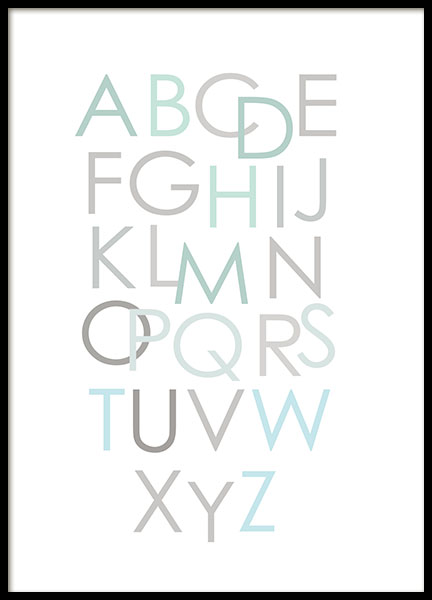 Alphabet Blue Eng, Poster in the group Prints / Text posters at Desenio AB (8435)