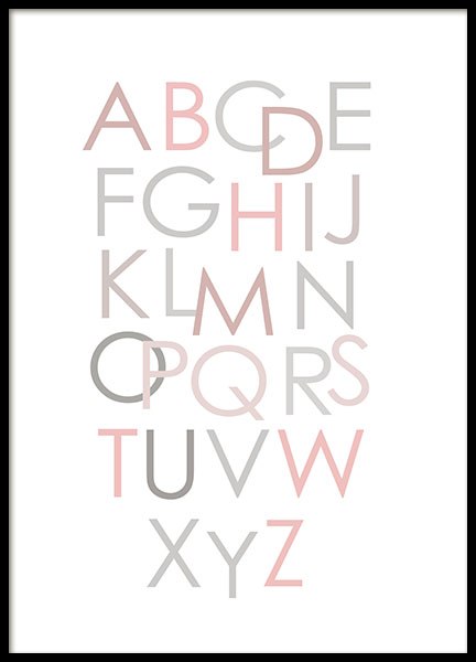 Alphabet Pink Eng, Poster in the group Prints / Kids posters at Desenio AB (8436)