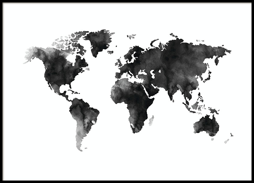 World Map Watercolor, Poster in the group Prints / Black & white at Desenio AB (8451)