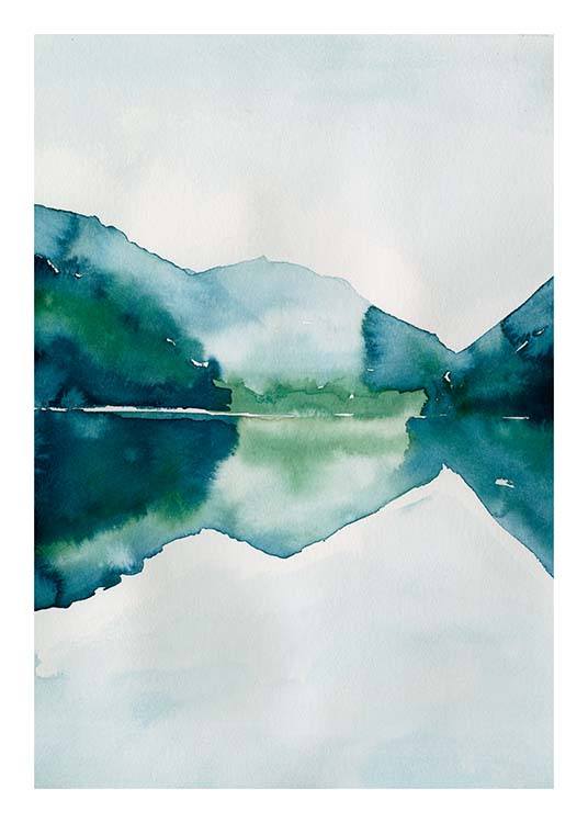 Watercolor Mountain Reflection Poster / Art prints at Desenio AB (10123)
