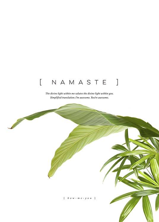  - Typography poster with the word “Namaste” and a plant.