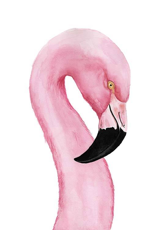 Watercolor Flamingo Poster Flamingo Head Desenio Ie