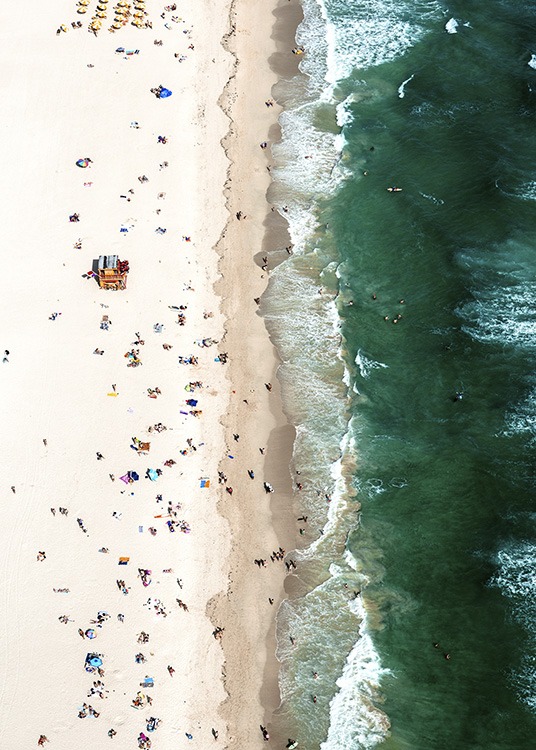Crowded Beach Aerial Poster