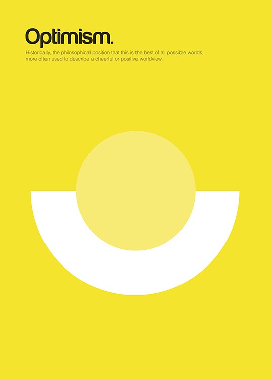  - Text poster with the definition of optimism and yellow-coloured graphic.