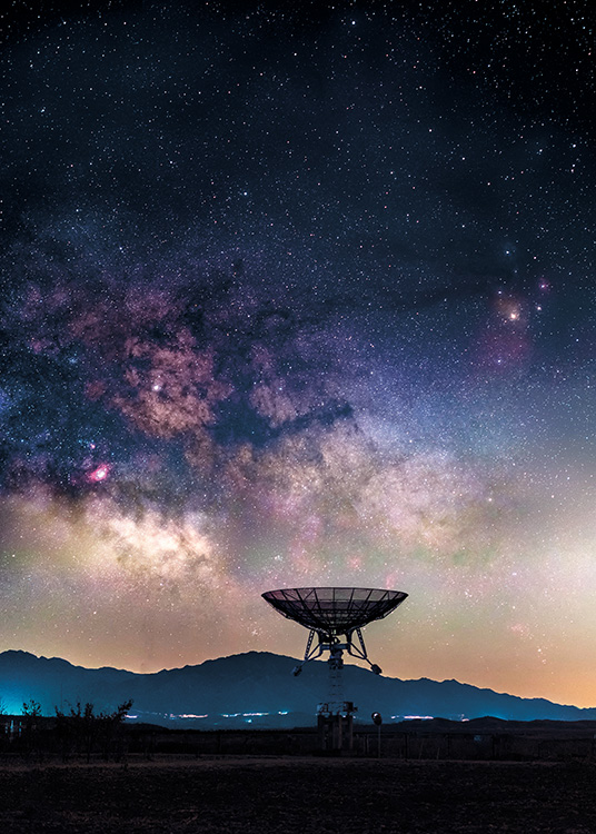 - Great photo poster of a stunning starry sky and a radio telescope.
