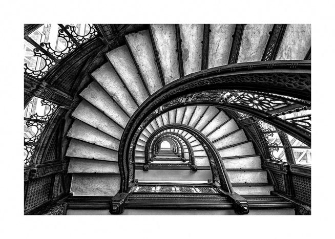 Circular Staircase Poster / Black & white at Desenio AB (11270)