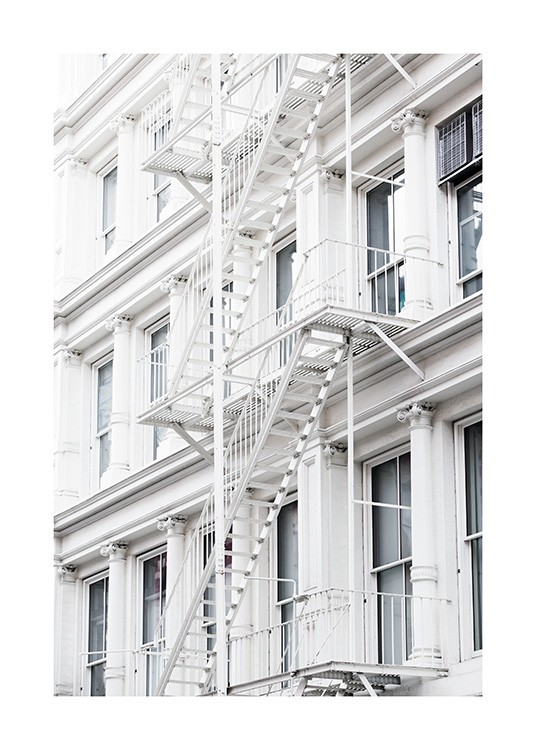 White Fire Escape Poster