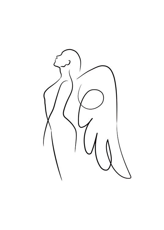 Line Art Angel Poster