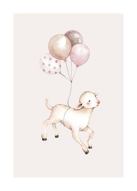 Flying Lamb Poster / Kids posters at Desenio AB (12463)