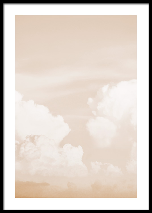  - Photograph of clouds in a peach coloured sky with a pastel finish