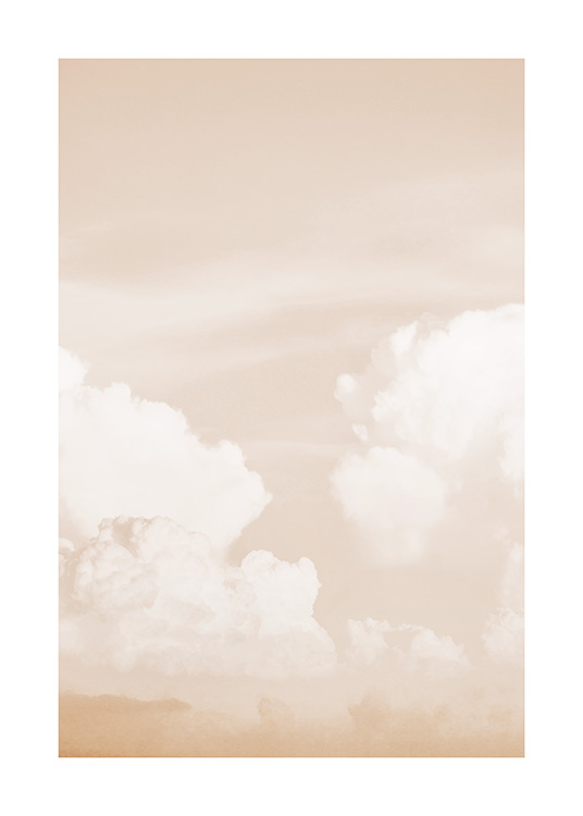  - Photograph of clouds in a peach coloured sky with a pastel finish