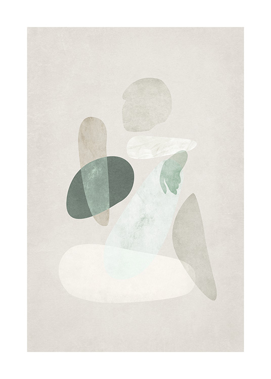  – Abstract watercolour painting with a body formed by shapes in green and beige