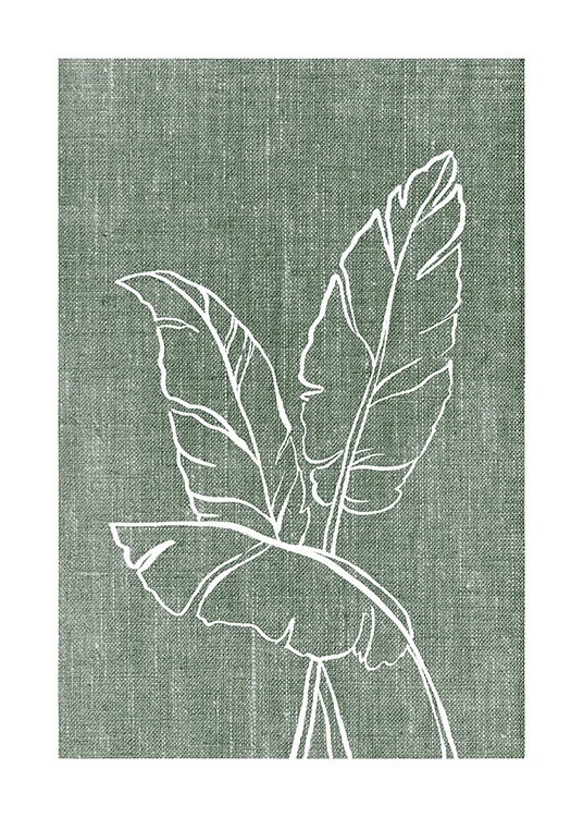 Green Linen Leaves Poster