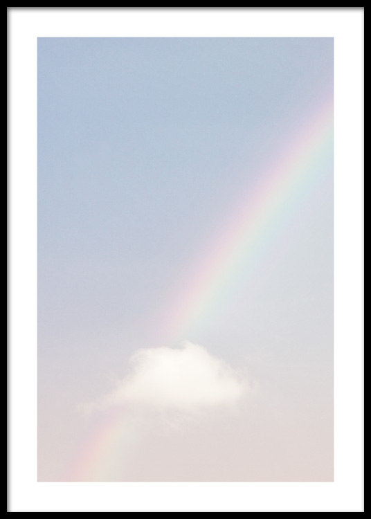  – Photograph of a cloud and rainbow on a pink and blue sky