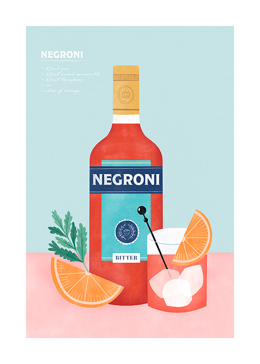 Negroni Illustration Poster - Negroni - desenio.ie