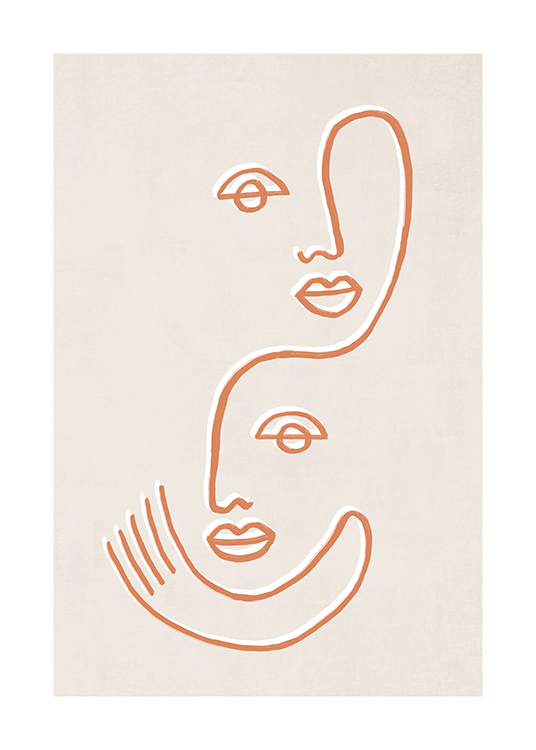  – A line art print of two faces