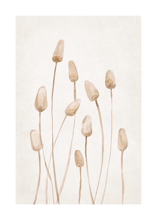 – A print with a bunch of dried plants in a calm nature beige colour