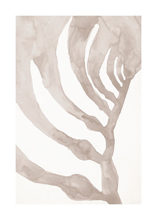 – A watercolour illustration of beige seaweed in a beige background