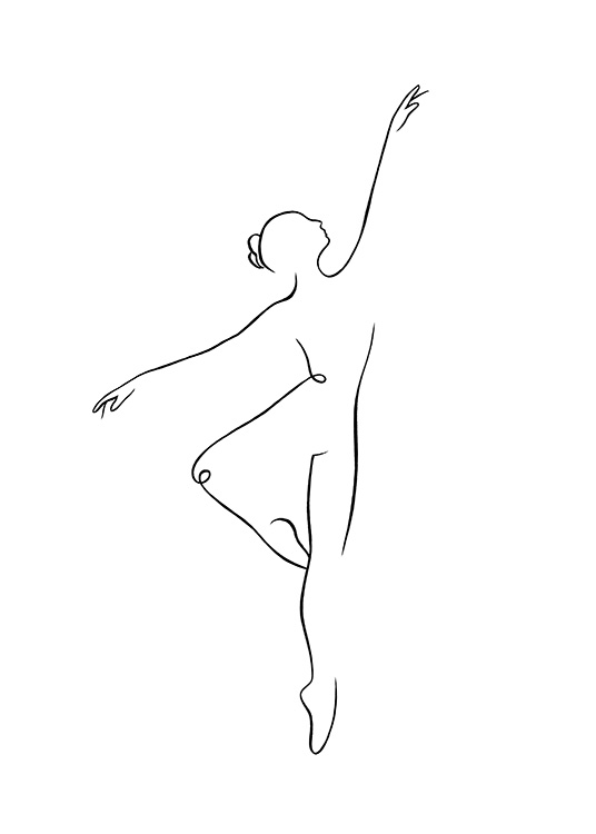 – Line art print of a dancing ballerina