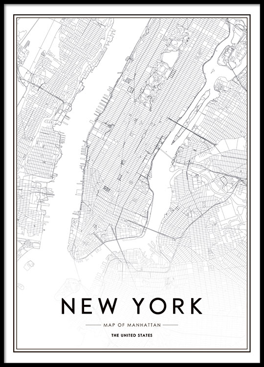 new york karta tavla Poster with New York map – desenio.ie